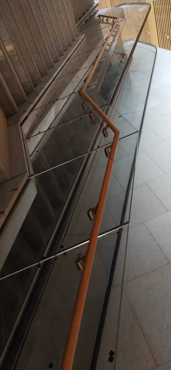 Bamboo handrail at Bengaluru international airport T2