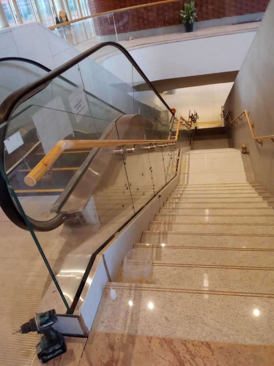 Bamboo handrail at Bengaluru international airport T2